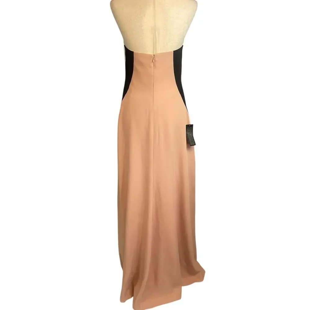 Ann Taylor Strapless Colorblock Formal Dress Gown Black Shell Pink Size 4 NWT - Picture 6 of 7